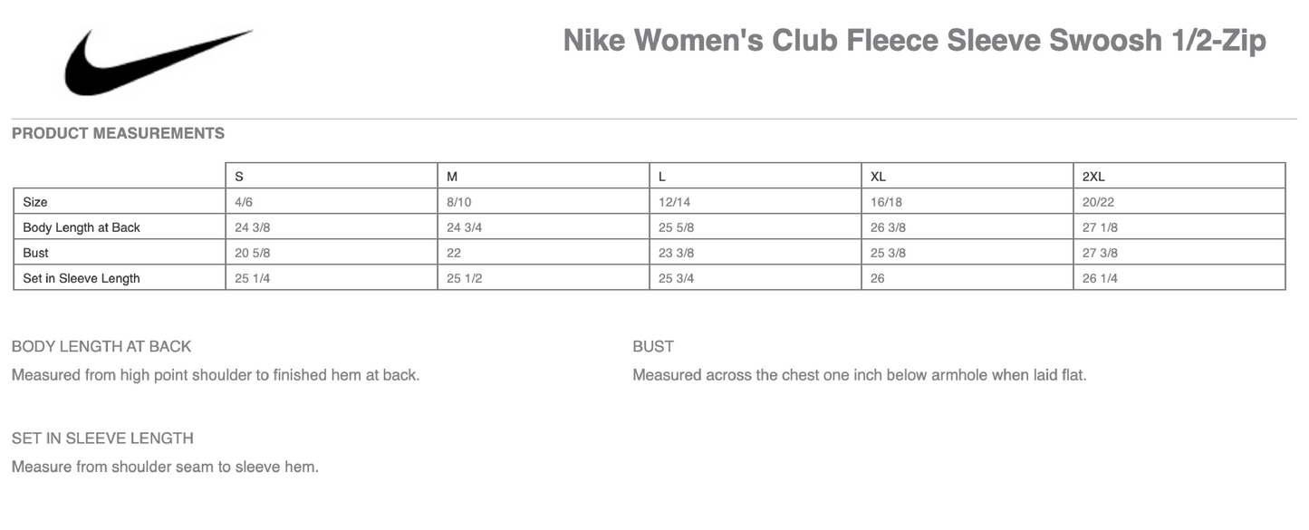 Women's Nike Club Fleece Sleeve Swoosh 1/2-Zip (Brochure)