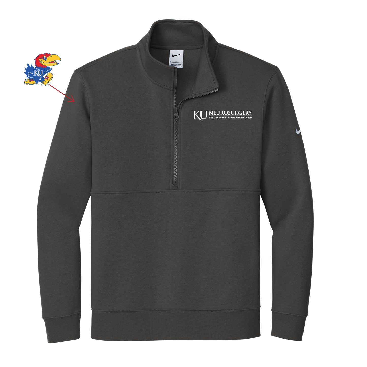 Men's Nike Club Fleece Sleeve Swoosh 1/2-Zip (KU Neuro)