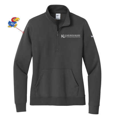 Women's Nike Club Fleece Sleeve Swoosh 1/2-Zip (KU Neuro)
