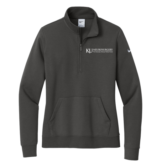 Women's Nike Club Fleece Sleeve Swoosh 1/2-Zip (KU Neuro)