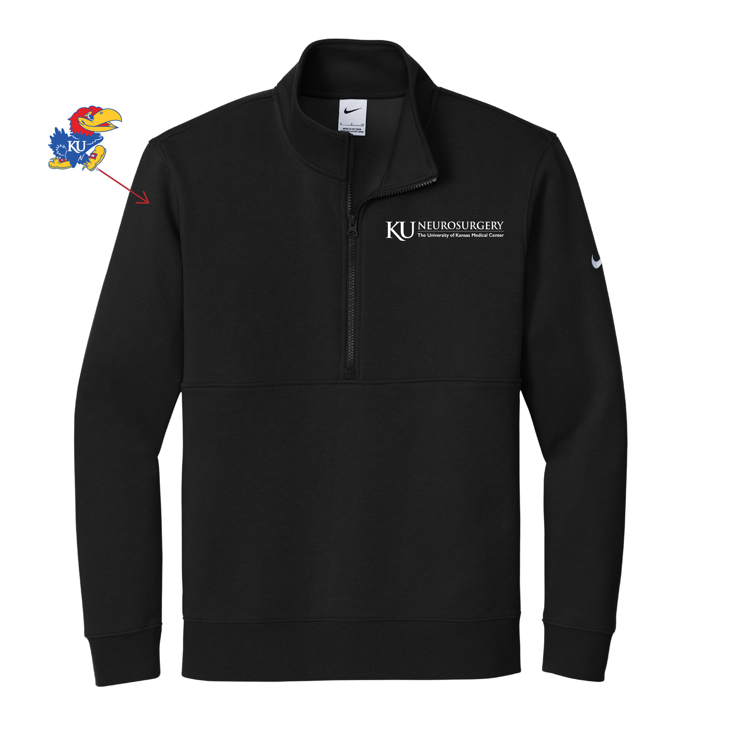 Men's Nike Club Fleece Sleeve Swoosh 1/2-Zip (KU Neuro)