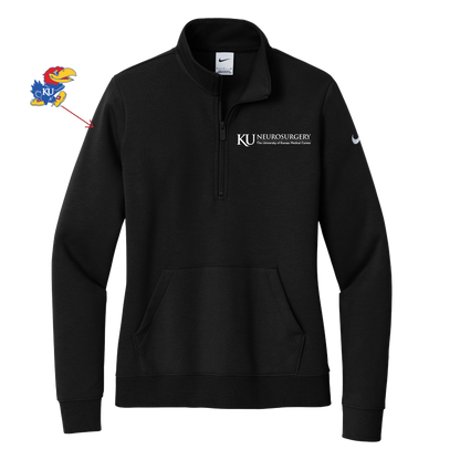 Women's Nike Club Fleece Sleeve Swoosh 1/2-Zip (KU Neuro)