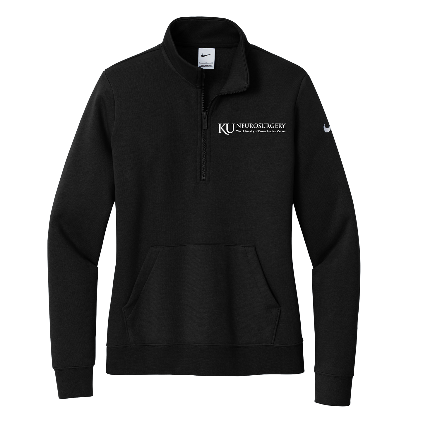 Women's Nike Club Fleece Sleeve Swoosh 1/2-Zip (KU Neuro)