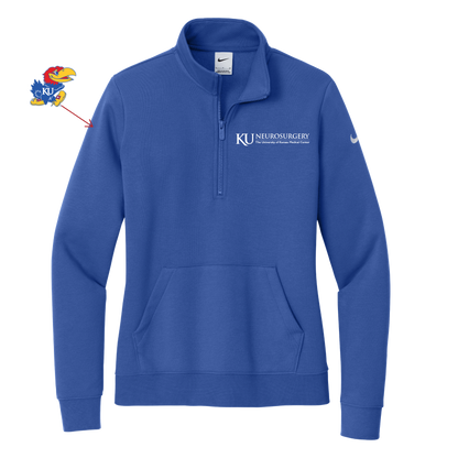 Women's Nike Club Fleece Sleeve Swoosh 1/2-Zip (KU Neuro)