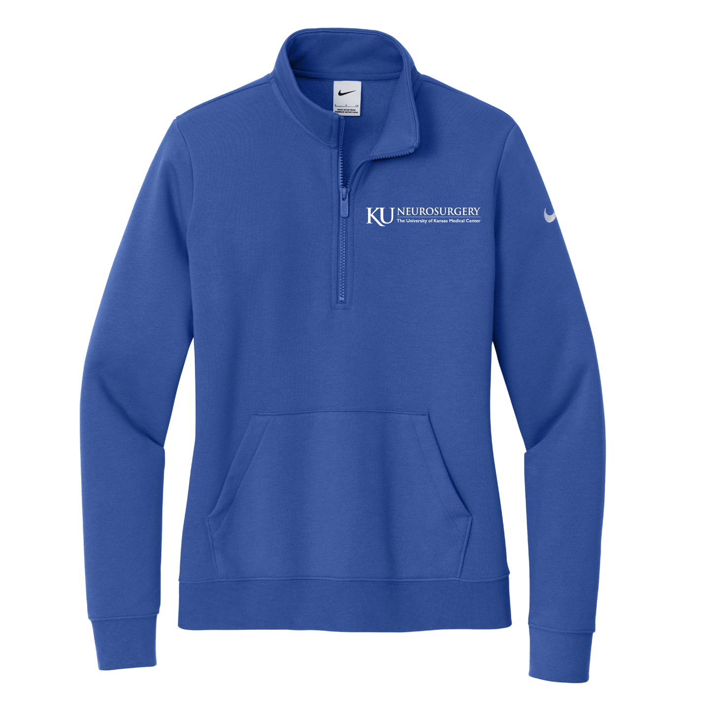 Women's Nike Club Fleece Sleeve Swoosh 1/2-Zip (KU Neuro)