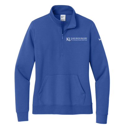 Women's Nike Club Fleece Sleeve Swoosh 1/2-Zip (KU Neuro)
