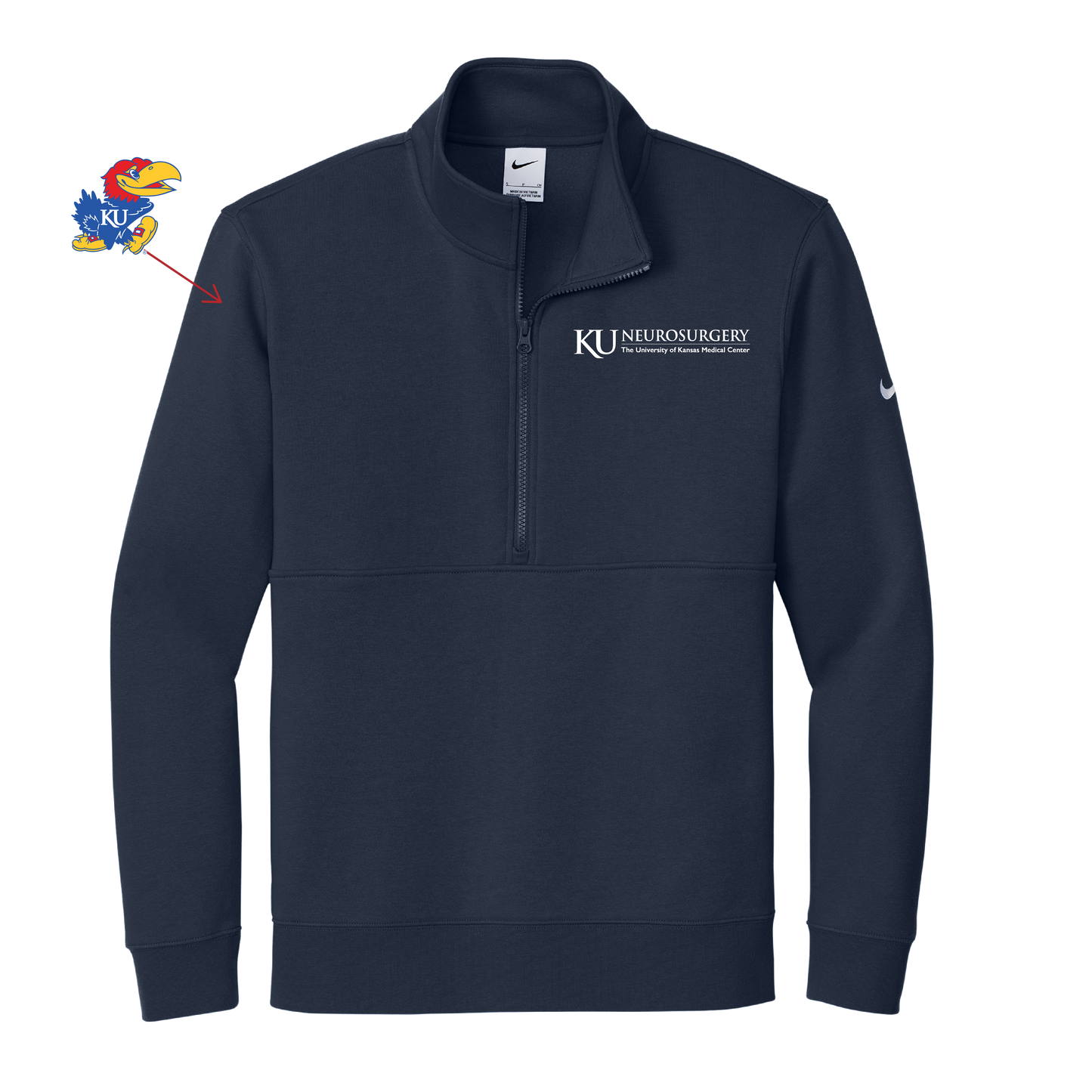 Men's Nike Club Fleece Sleeve Swoosh 1/2-Zip (KU Neuro)