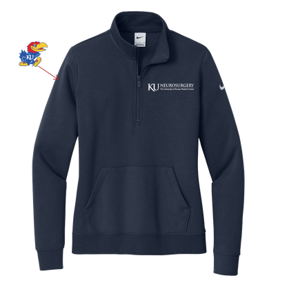 Women's Nike Club Fleece Sleeve Swoosh 1/2-Zip (KU Neuro)