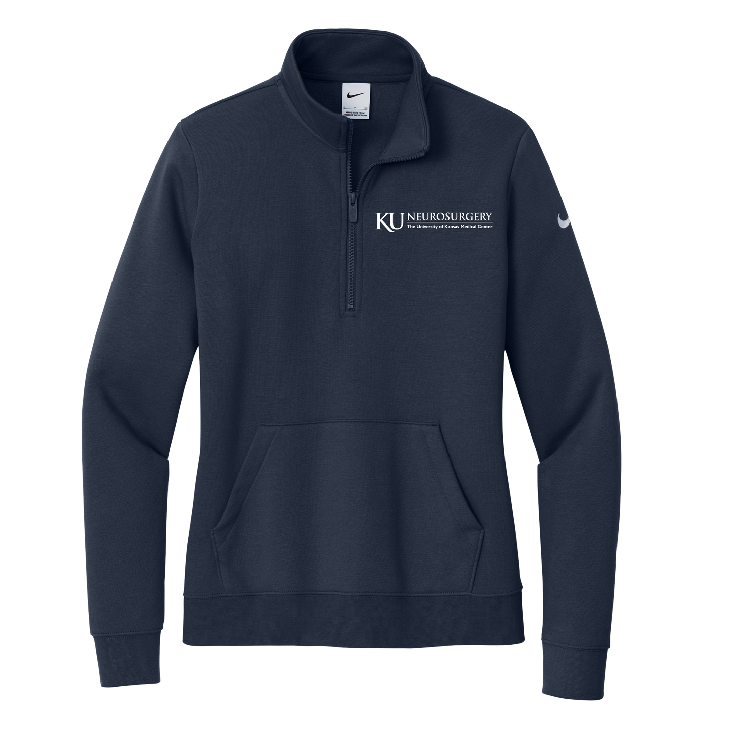 Women's Nike Club Fleece Sleeve Swoosh 1/2-Zip (KU Neuro)