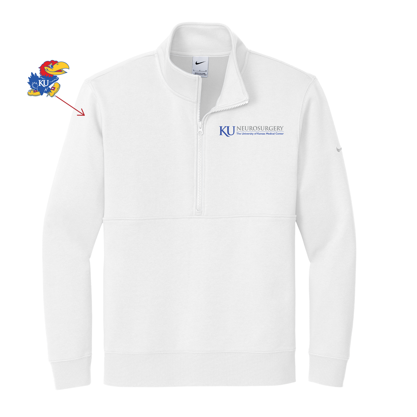 Men's Nike Club Fleece Sleeve Swoosh 1/2-Zip (KU Neuro)