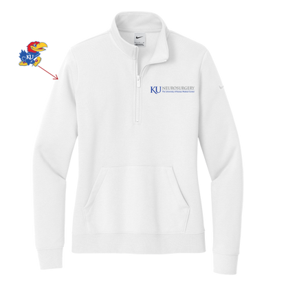 Women's Nike Club Fleece Sleeve Swoosh 1/2-Zip (KU Neuro)
