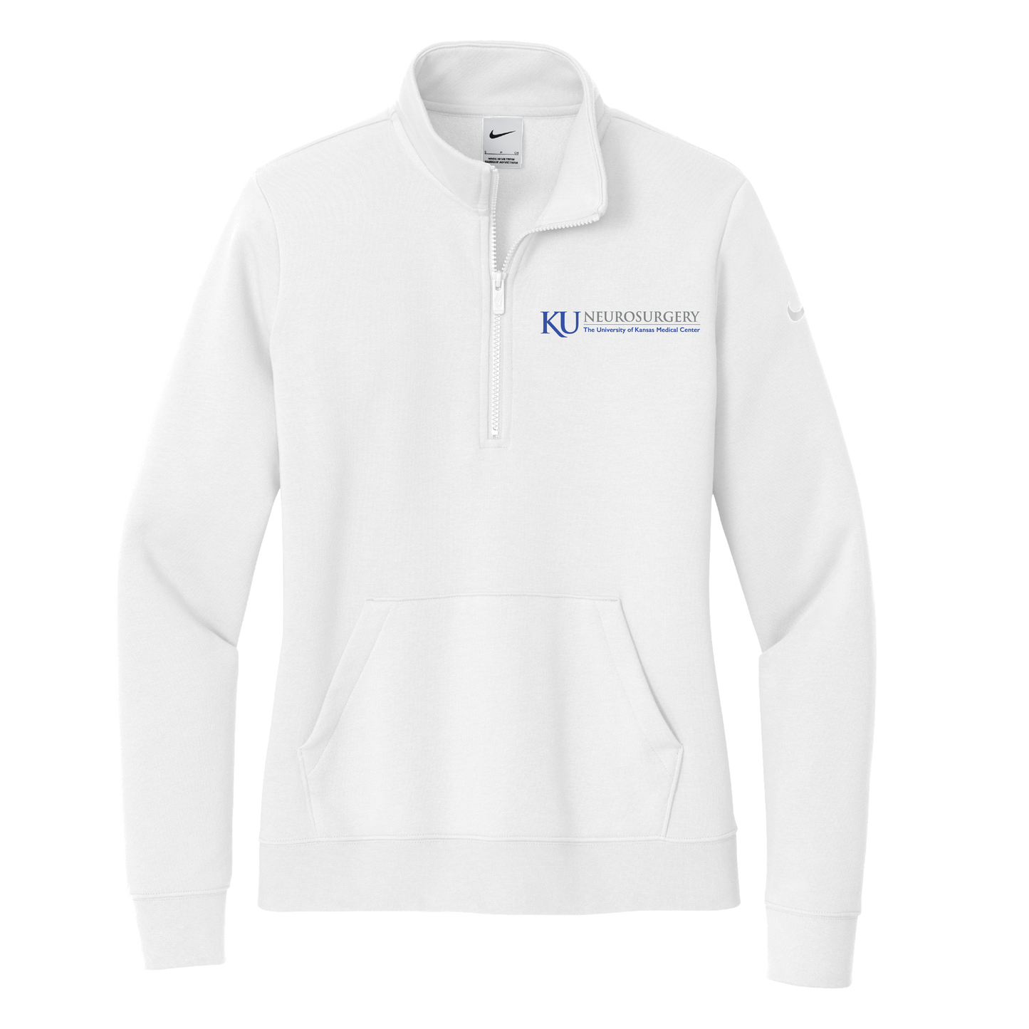 Women's Nike Club Fleece Sleeve Swoosh 1/2-Zip (KU Neuro)